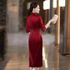 Stylish Red Retro Beaded Cheongsam Wedding Dress for Mother or Mother-in-Law