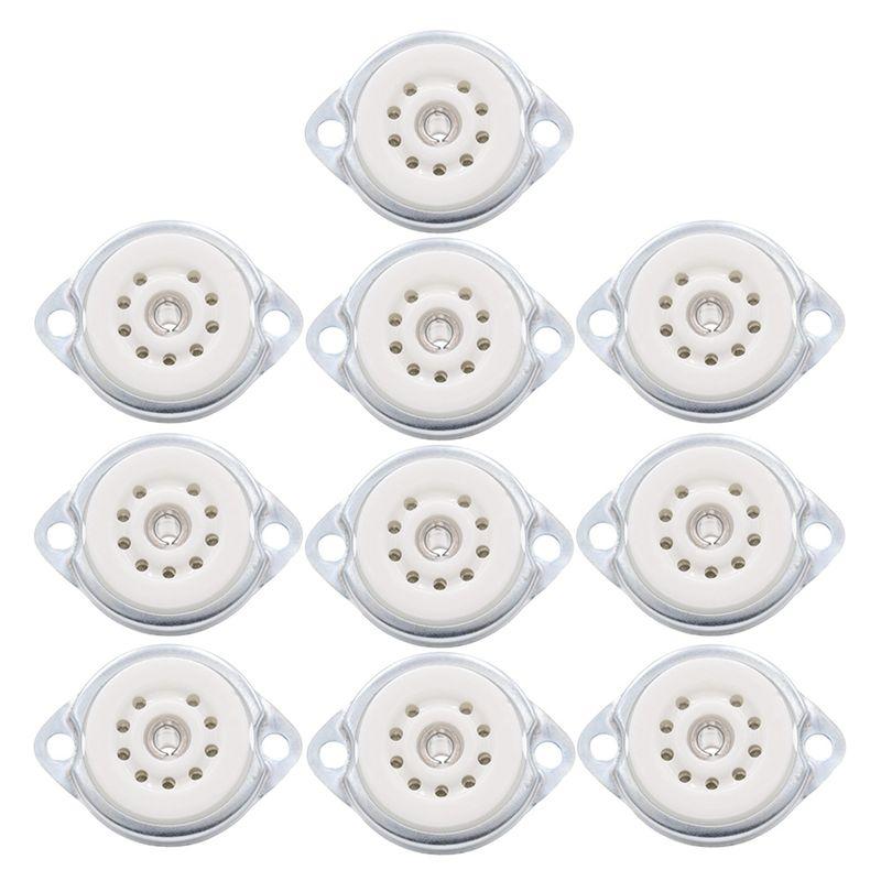 

ABNR Chassis Mount 9Pin Vacuum Tube Socket Base 10PCS For 12AX7 ECC82 6922 EL84 6DJ8 12AU7 12AT7 Audio Guitar Tubes
