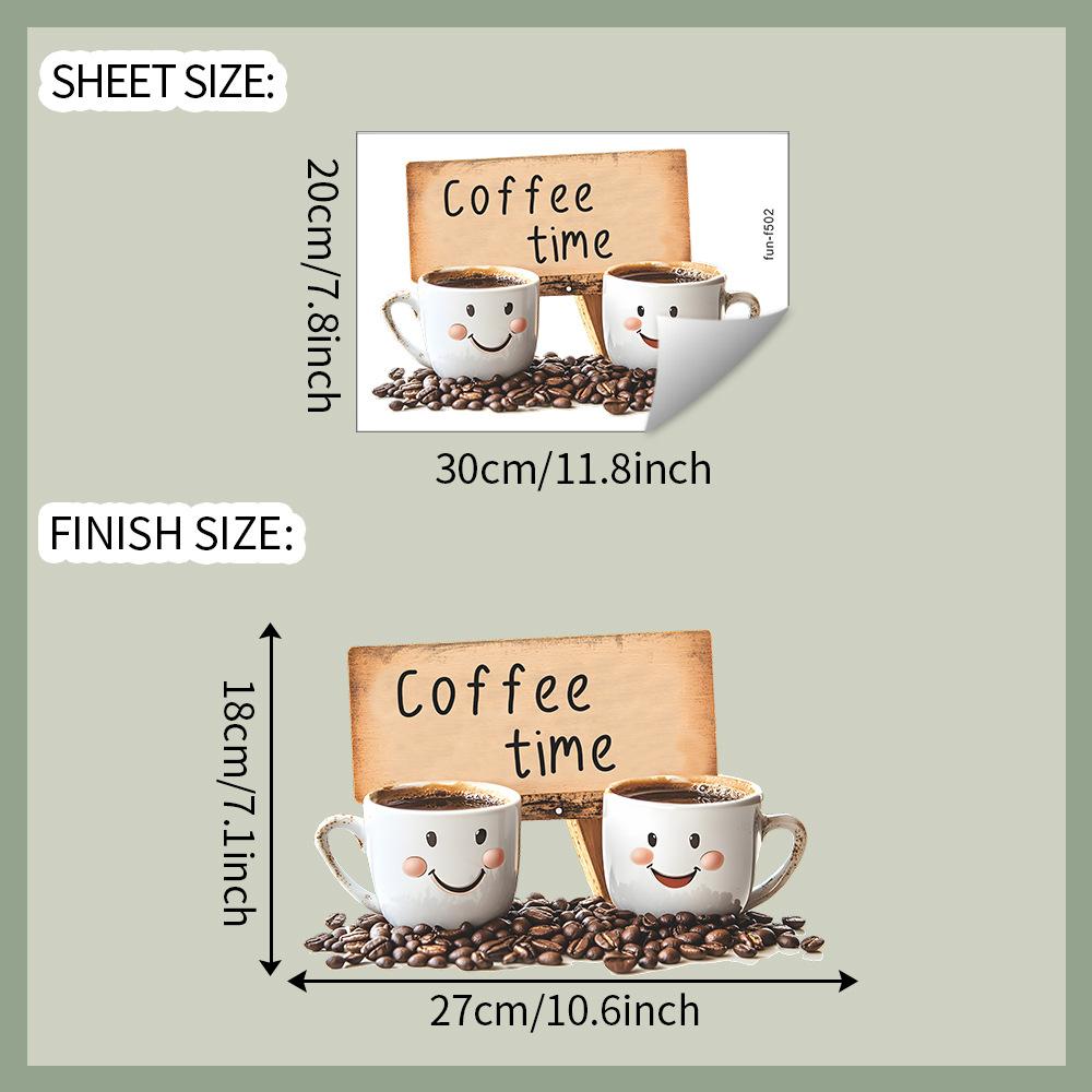 Süße Kaffeetasse mit Spruch Wandaufkleber für Café-Hintergrunddekoration Selbstklebend Abnehmbare Aufkleber