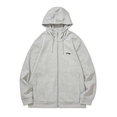 Li Ning Badminton Series Solid Color Hoodie Long Sleeve Sweatshirt Men Sweatshirt Flower-Gray AWDUH53-2