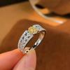 Caibao High-End Yellow Diamond Ring Female Court Style Personality Fashion Hollow Exquisite Light Luxury Celebrity Fan
