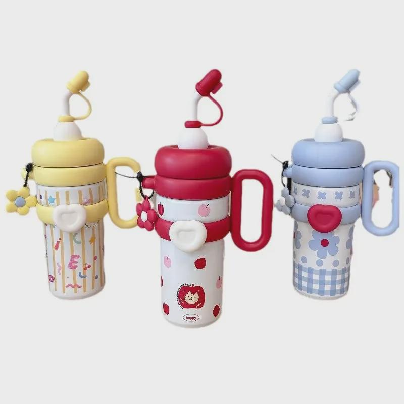 Termosmugg i rostfritt stål: Dam 2024 års utgåva - Kontor med stor kapacitet & Barns sugrörsiskopp