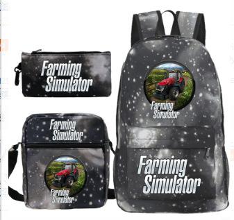 Youth Fashion Backpack Shoulder Bag Pencil Case Children'S Student School Bag 3-Piece Set