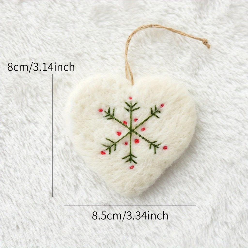 1pc Christmas Decoration Ornament - Wool Felt Mini Snowflake & Heart-Shaped Hanging with Red Berries, Multi-Holiday Decor