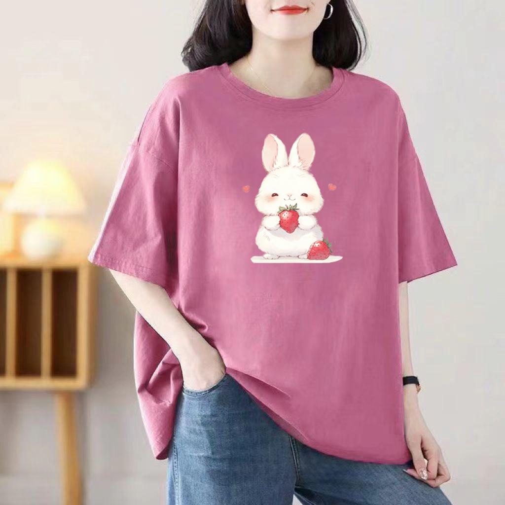 Summer New Short-sleeved T-shirt Female Korean Version of The Printed Loose Tops Loaded Cotton