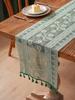 Green Lace Tassel Table Runner Luxury Living Room Dining Table Decoration Anti-Slip Dust-Proof Napkin Mat