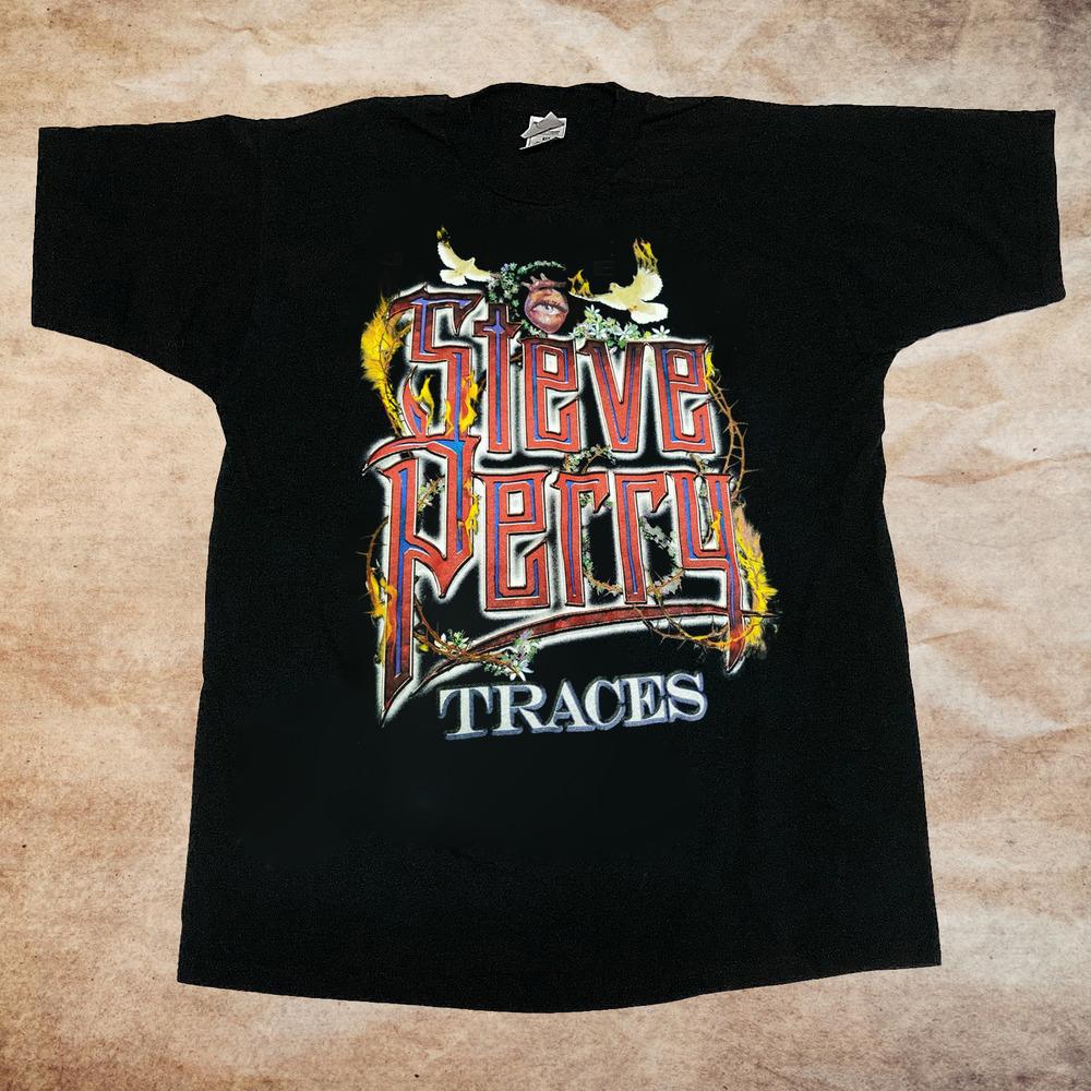 90s Steve Perry Traces Shot Sleeve Black All size Unisex T-Shirt XXXXL