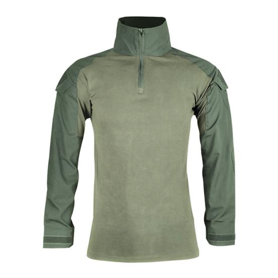 Men Tactical Shirt Long Sleeve Military Combat Shirt Quarter Zipper Stand-Up Collar Shirt for Outdoor Paintball Airsoft Cycling Hiking