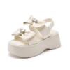 7cm New Summer Women Sandals Microfiber PU Lady Elastic Chunky Heel Fashion Hot Sale Platform Wedge Mujer Comfy Hook Shoes
