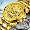 Men'S Automatic Waterproof Luminous Hollow Fashion Fake Mechanical Watch Through The Bottom