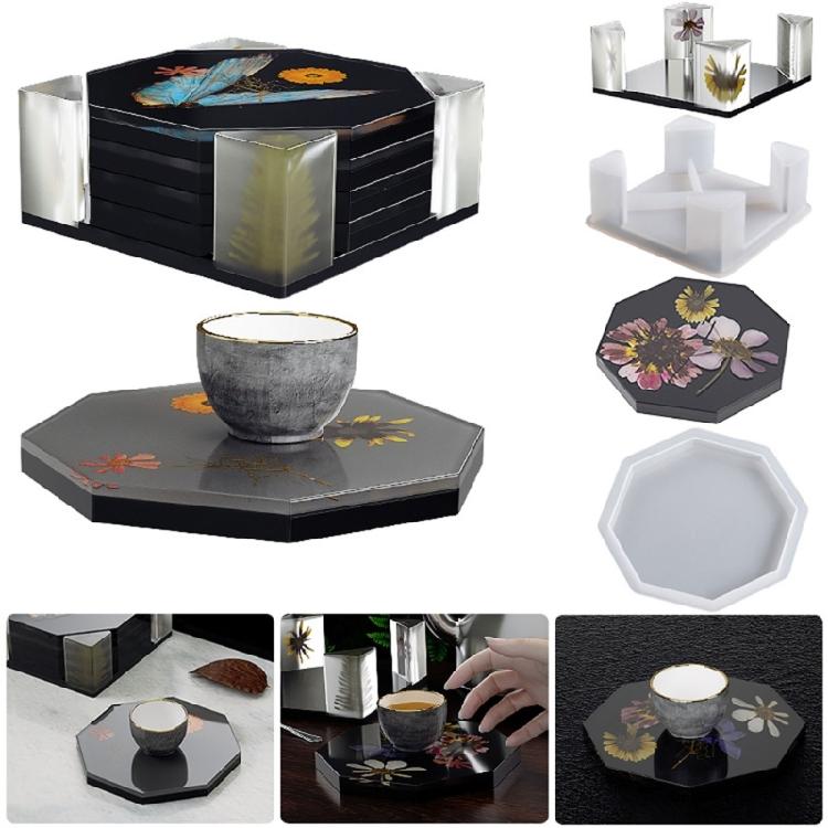 Multipurpose Lovely Octagonal Shaped Flexible Sturdy Silicone Mould Accessory for Crafting Coasters and Home Adornments