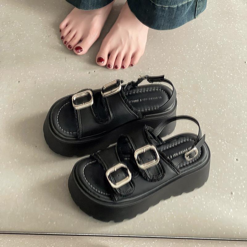 Fashion versatile thick-bottomed height-increasing cool slippers for women's outer wear,models for going out, casual and comfortable wedge slippers