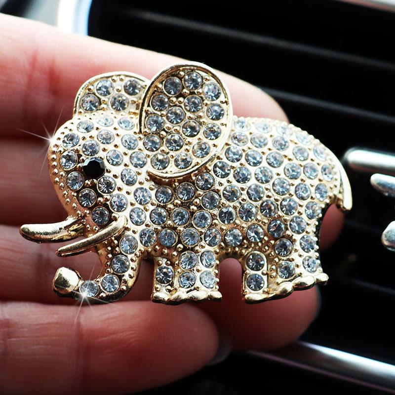 Cute Elephant Crystal Car Air Conditioner Vent Clip Fragrance