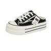 Baotou slippers women's summer wear 2025 new canvas shoes versatile students lazy half drag thick soles ins tide