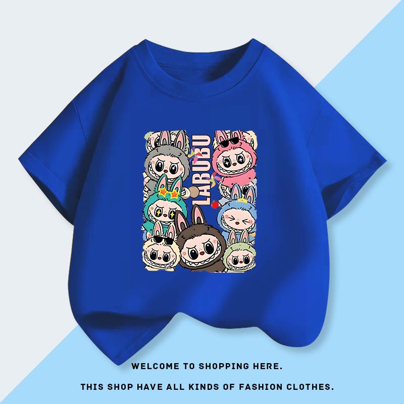 Monster Short-sleeved Children's T-shirt for Girls, Fashionable Summer Clothes for Babies, Half-sleeved Top for Big Kids