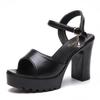 Sandali con tacco alto e plateau a bocca di pesce da donna, con zeppa e fibbia, scarpe da donna, sandali con tacco alto e plateau da donna