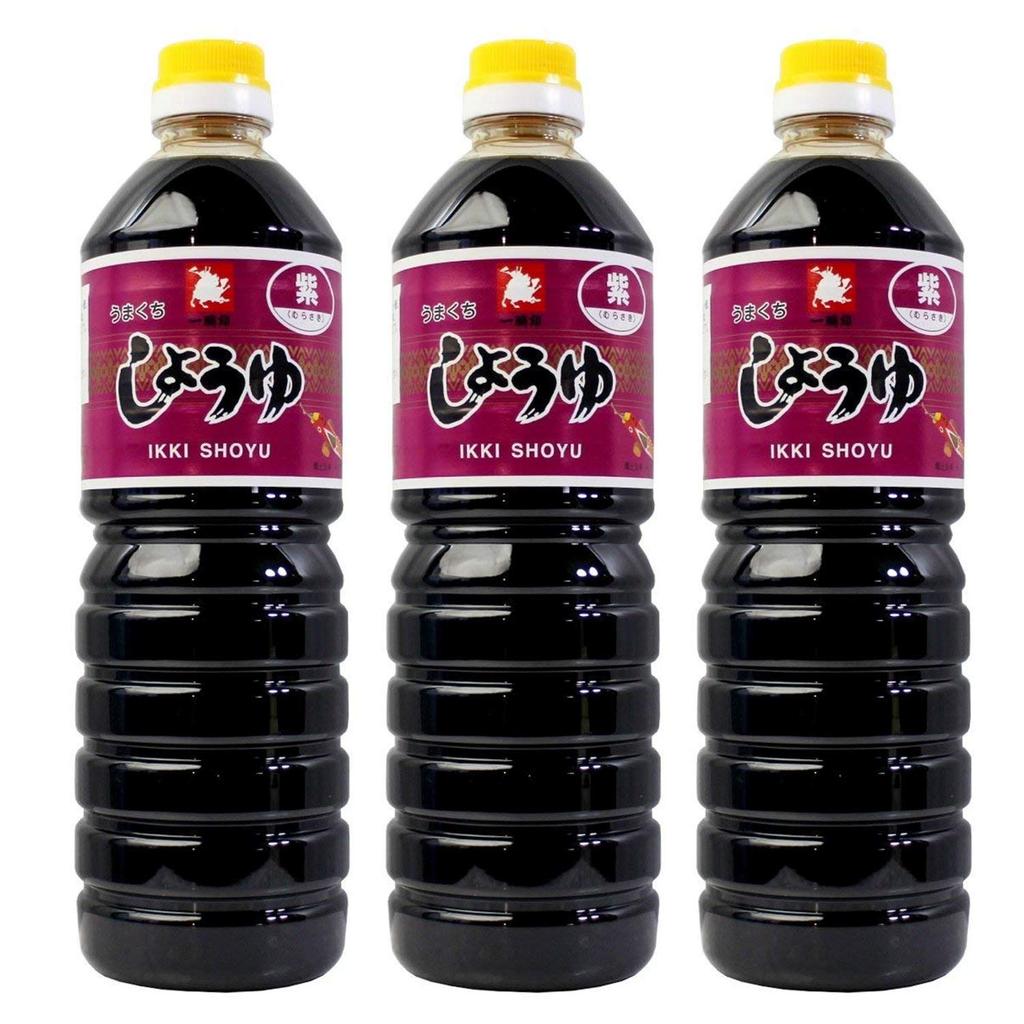 Midoriya Honten Umakuchi Soy Sauce Murasaki (Dark) 1000ml 3 pieces
