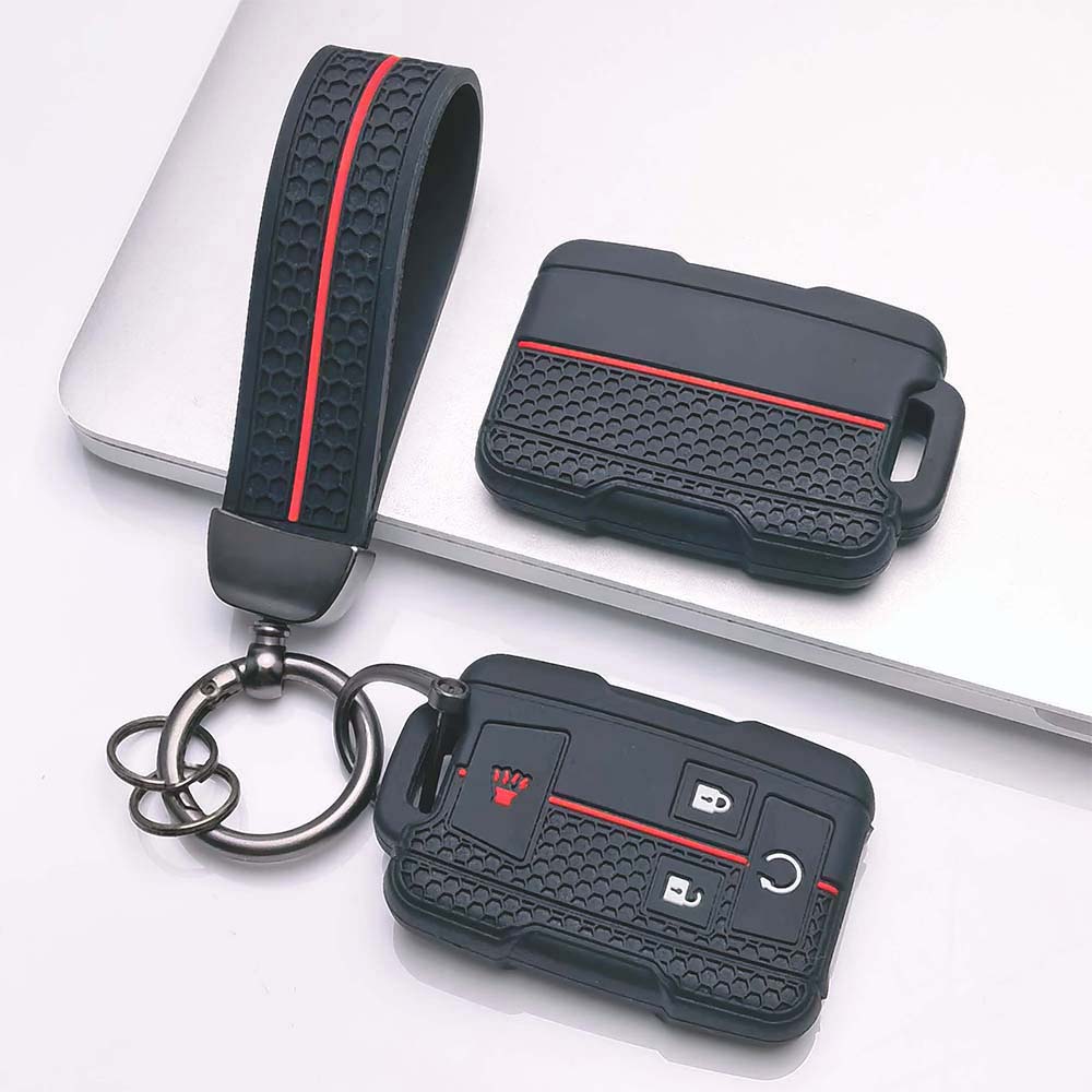 Key Fob Cover for GMC 1500 Sierra 2500HD 3500HD Silverado with Keychain Anti-Scratch Guard Shockproof Protection Soft Grip Texture