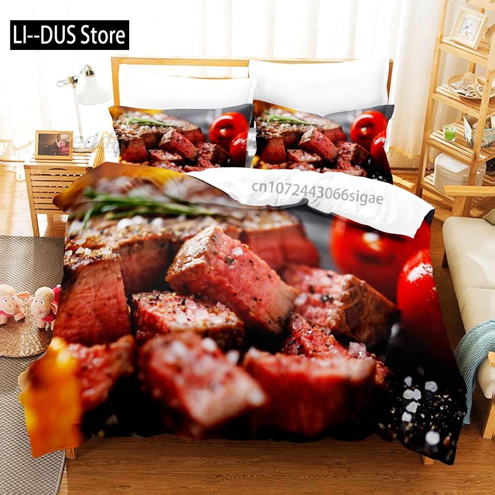 Beefsteak Bedding Set Single Twin Full Queen King Size Bed Set Aldult Kid Bedroom Duvetcover Sets 3D Print Gourmet Steak