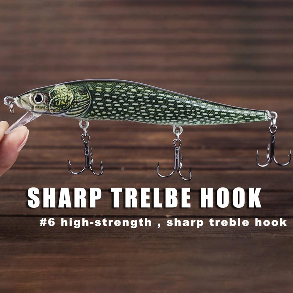 Hard Fishing Lures Sinking Minnow Swing Bait with 3D Realistic Eyes High-Resolution Body Details 12c