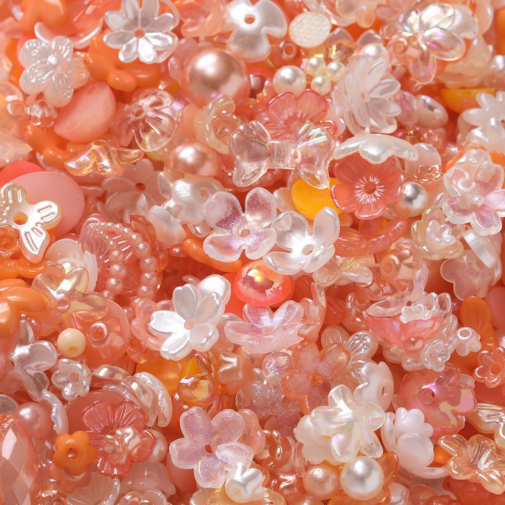 20g Acrylic Mixed Beads Colored Flower Star Shaped Spacer Loose Beads for DIY Jewelry Making Necklace Phone Chain Supplies