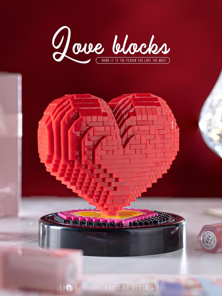 Love Heart 520 Building Blocks - Compatible with LEGO, Desktop Ornament & Valentine's Day Gift