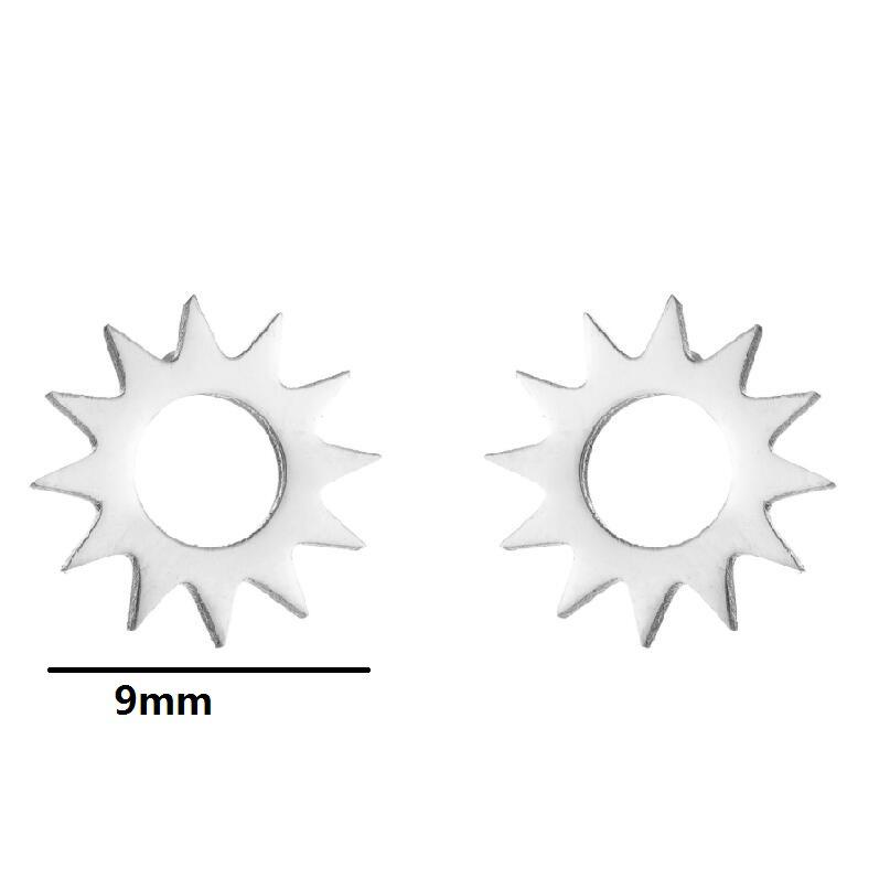 Minimalist Stainless Steel Heart & Sunflower Star Stud Earrings - "I Love You" Gesture