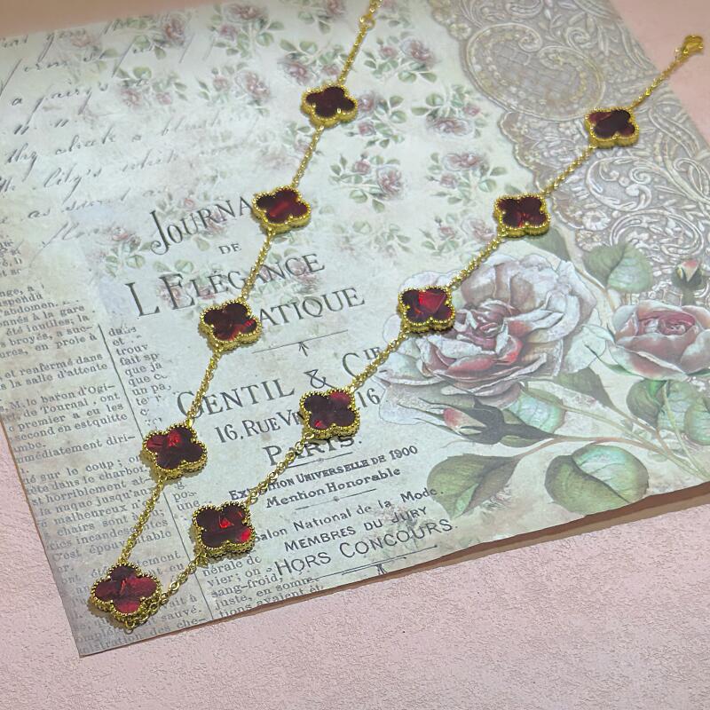 15MM High Version Ten Flower Four-leaf Clover Necklace 18k Double-sided Mother-of-pearl Four-leaf Clover Sweater Chain