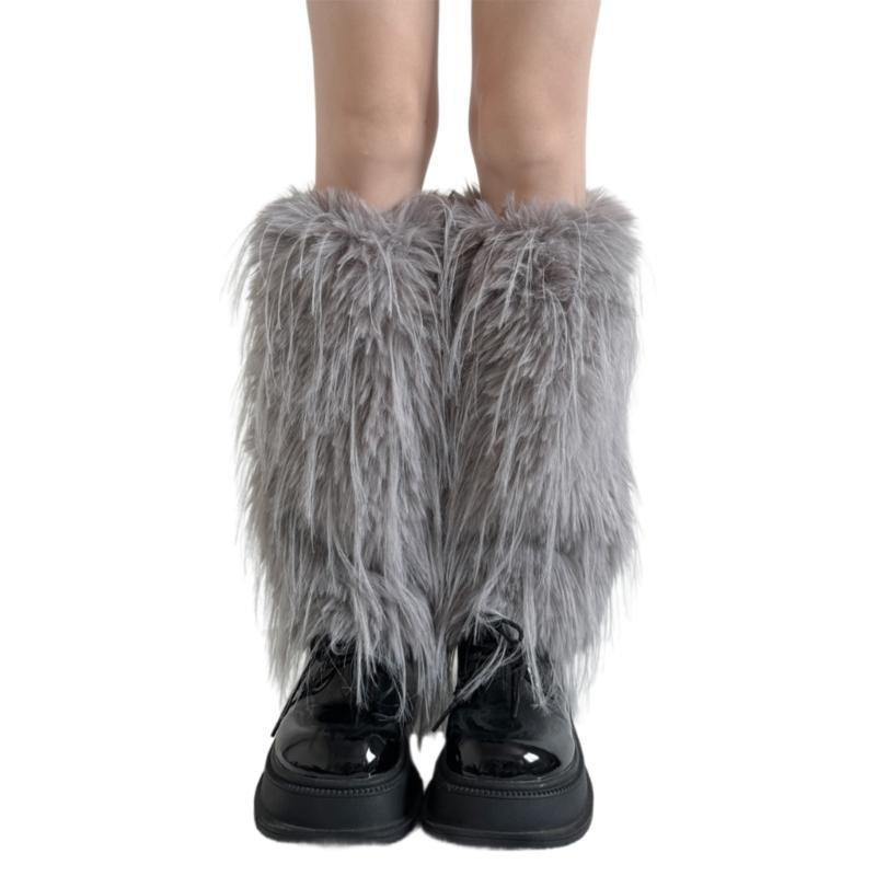 Women's Thick Fuzzy Leg Warmers Soft Plush Boot Covers Toppers for Costume Parties Winter Fashion Accessory Leg Gaiters