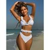 Sexy Solid Bikini Mesh Long Skirt 3 Piece Set for Women Split Swimsuit Beach Bikini New Summer Swimwear Bikini Set