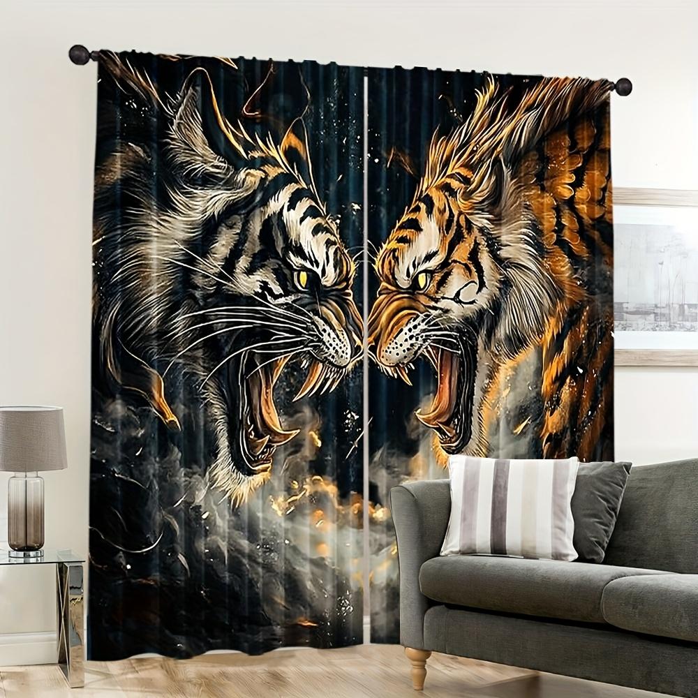 Spring Summer Dragon Vs Tiger Curtains Decorative Indoor Outdoor Use Fits Bedroom Living Room Office Sheer Made Of Polyester Great Window Treatment