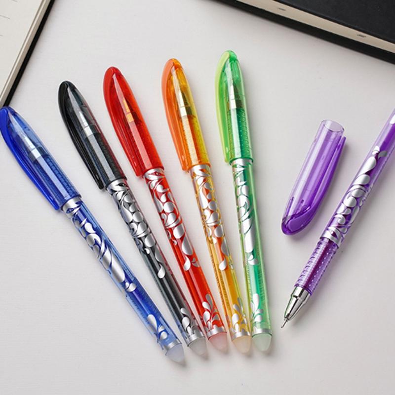 1 Set Blue/Black/Red/Green/Orange/Purple Ink Writing Gel Pens 6 Colors Neutral Erasable Pen Washable Handle School Stationery