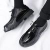 Men's Shoes Glossy Leather Shoes Men's Casual Shoes Young Men's Suit Leather Shoes Black Round Head Leather Shoes Trendy Shoes
