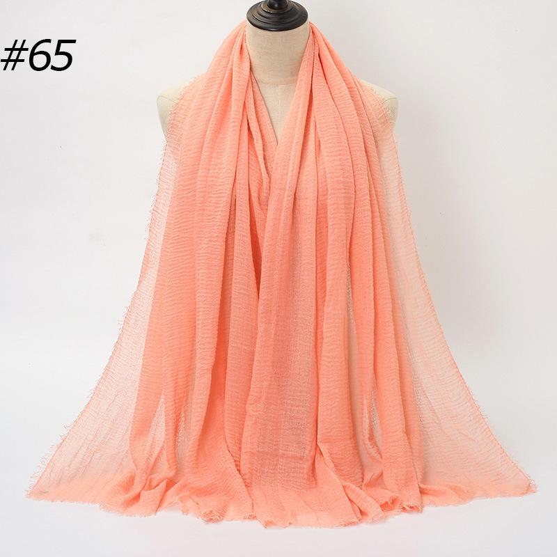 Solid Color Wrinkled Cotton-Linen Feel Women's Headscarf with Fur Edge