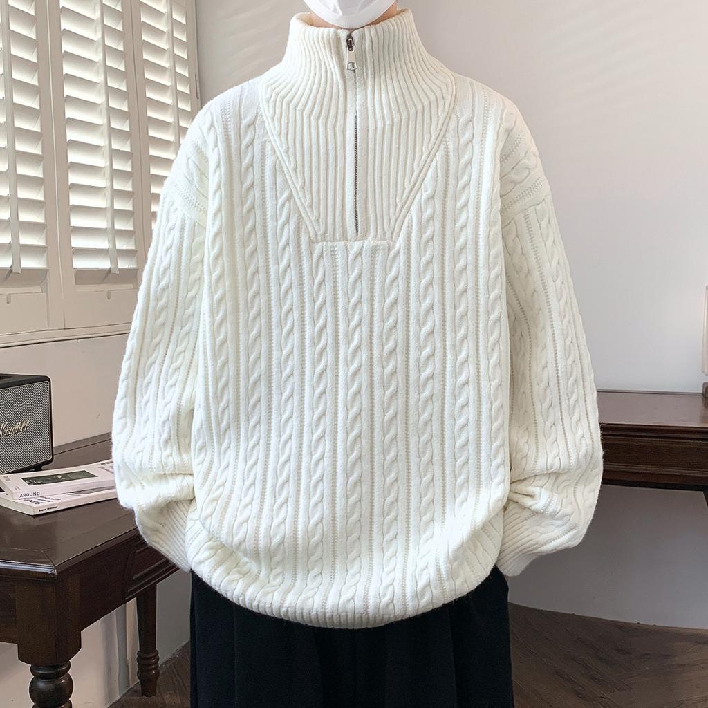 Spring and Autumn Turtleneck Half-zipper Sweater Men's and Women's Loose American Bottoming Sweater