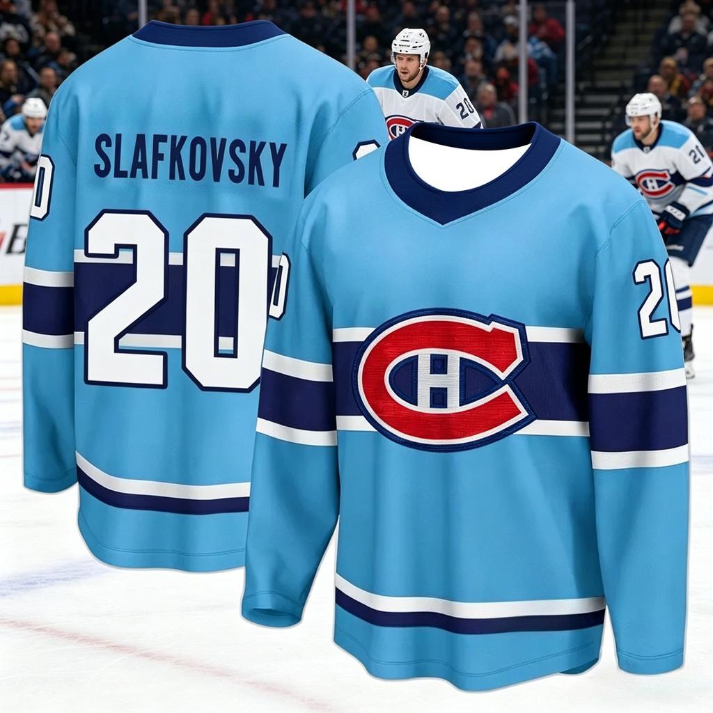 2026 Canadian Ice Hockey Training Suit - Breathable, Drying Fast, Blue Long-Sleeved V-neck Top
