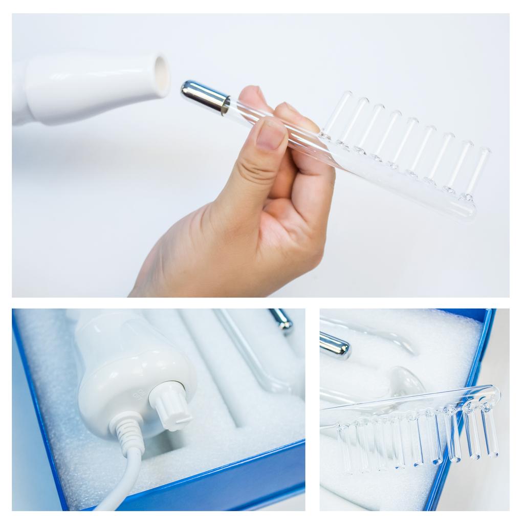 4 in 1 Hochfrequenz-Elektrodenstab, Elektrotherapie-Glasröhre, Schönheitsgeräte, Akne-Fleckenentferner, Gesichtspflege, Spa