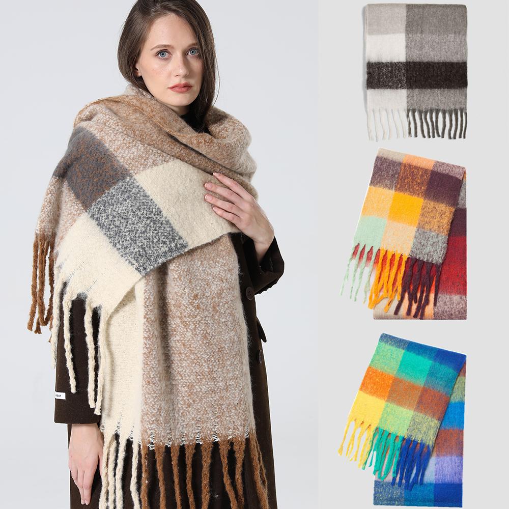 New Luxury Cashmere Women Plaid Scarf Winter Warm Shawl And Wrap Bandana Pashmina Long Tassel Female Foulard Thick Blanket