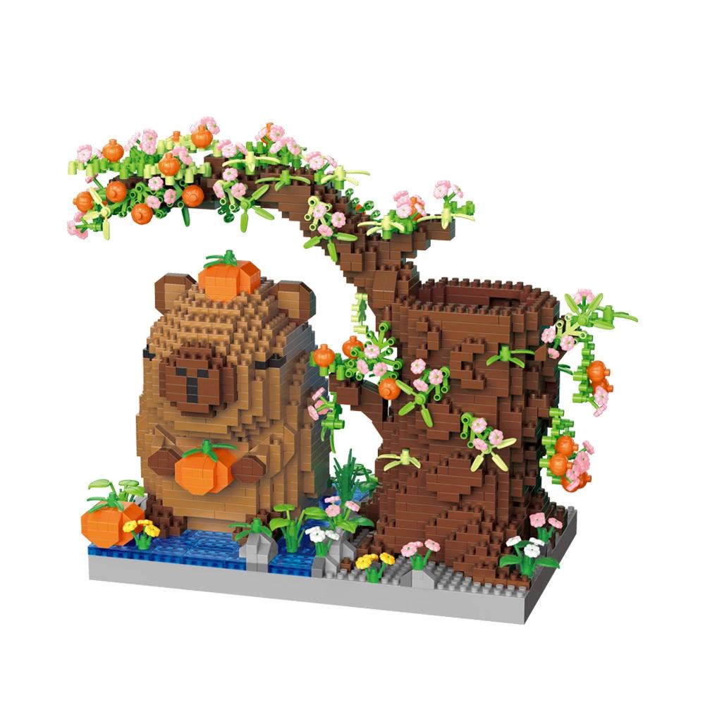 Kawaii Capybara Desktop Organizer Micro Mini Blocks Toy - DIY Micro Assembly for Anime Fans & Collectors,Ideal Toys for Children