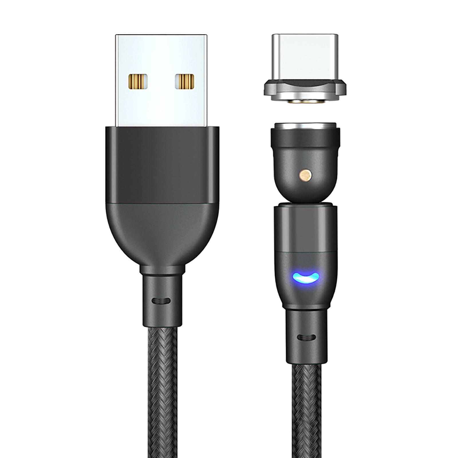 

Type-C USB 540° 3A Быстрая зарядка Вращающийся магнитный кабель для передачи данных Около 78,8 дюймов чёрный