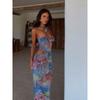 Xiaoke Wiwi European and American Temperament Retro Print Tube Top Dress Women Summer New Sexy Gyaru Sheath Long dress