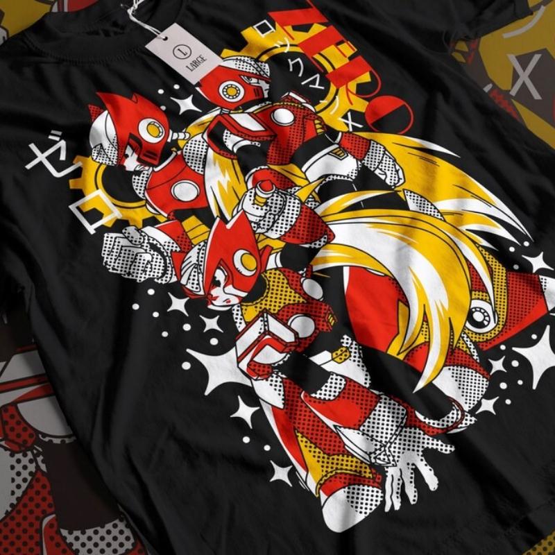 Hot Sale Anime Lover Summer Zero Mega Man X Streetwear Oversized Tee Cyberpunk Anime Graphic Oversized Shirt