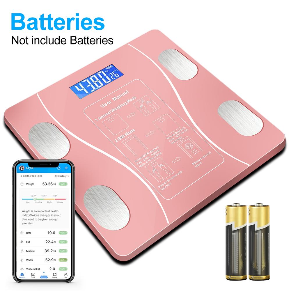 Smart Body Fat Scale Wireless Digital Bluetooth Electronic Weight Body Composition Analyzer Weighing Scale with Smartphone App