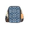 Stanton 13 Floral Print Color Block Zipper Canvas And Leather Crossbody Bag Mini Men Bags Brass Denim-Blue C8235-B4EI