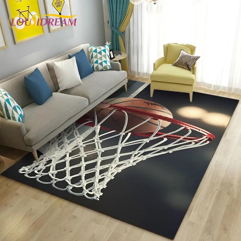 Tappeto 3D Area Basket Grande, Tappeto per Soggiorno Camera da Letto Divano Zerbino Decorazione Cucina, Tappetino Antiscivolo per Gioco Bambini