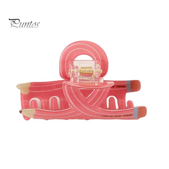 Scissors Rulers Design Hair Claw Thick Built-in Spring Claw, Transparent Soft Acrylic Shower with Office Accessories Curved Anti-Slip Teeth,