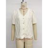 Women S Elegant Lace Spliced V Neck Short Sleeve Jacquard Shirt