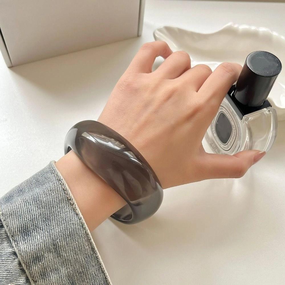 Bohemian Acrylic Bangle Shiny Transparent  Hand Ring Unique Irregular Wide Bracelet  Decoration