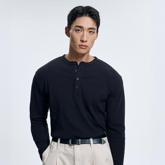 Torence Men’s Ribbed Henley Neck Long Sleeve T-Shirt 3 Colors