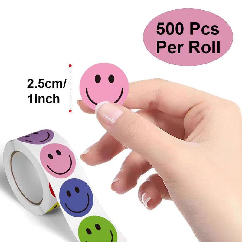 500 Stück Bunte Smiley-Gesicht Aufkleber Rolle 1 Zoll Niedliche Glückliche Emoji Belohnungsaufkleber für Party Geschenk Dekoration DIY Persönliches Hobby